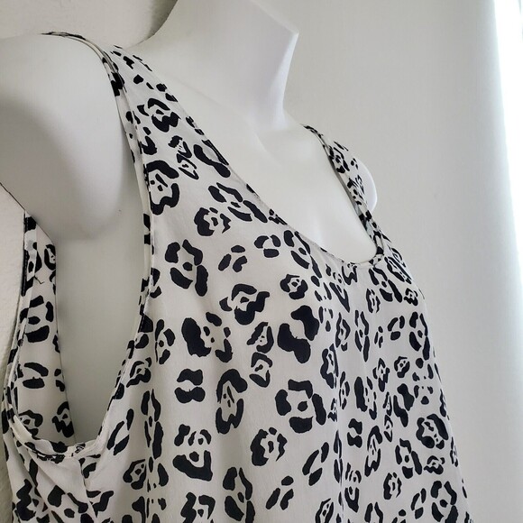 Equipment Femme Top Small Women's White Black Leopard Print Silk Preppy Chic - Picture 4 of 11